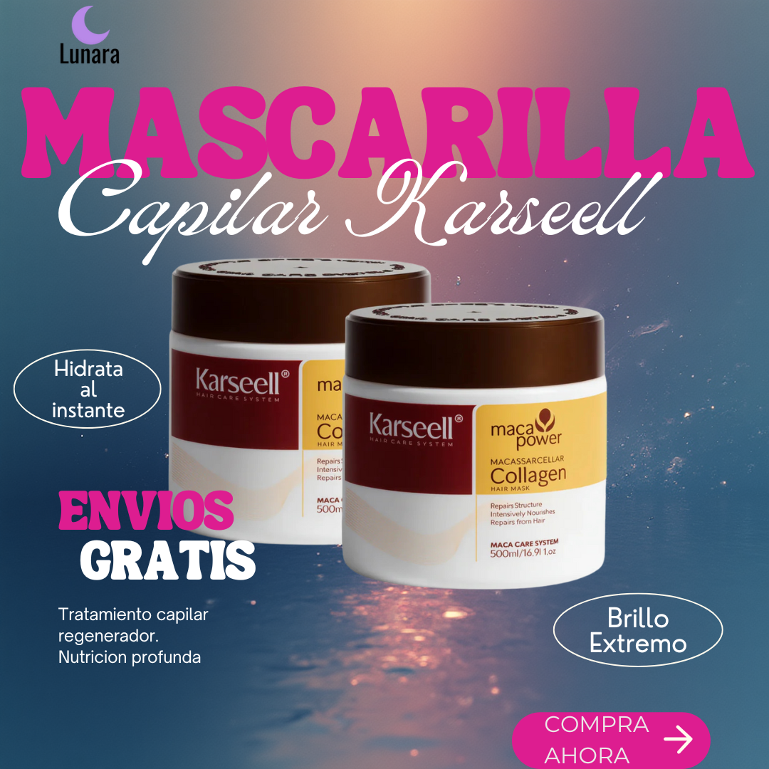 Mascarilla capilar Karseell 2X1| ANTI DAÑO+HIDRATACION PREMIUM