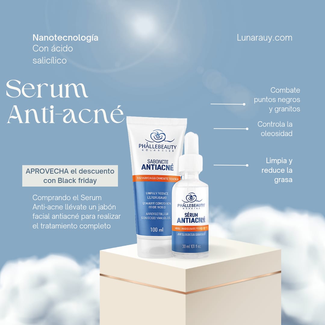 2X1 productos faciales | Serum ANTIACNÉ+ Jabón ANTIACNÉ